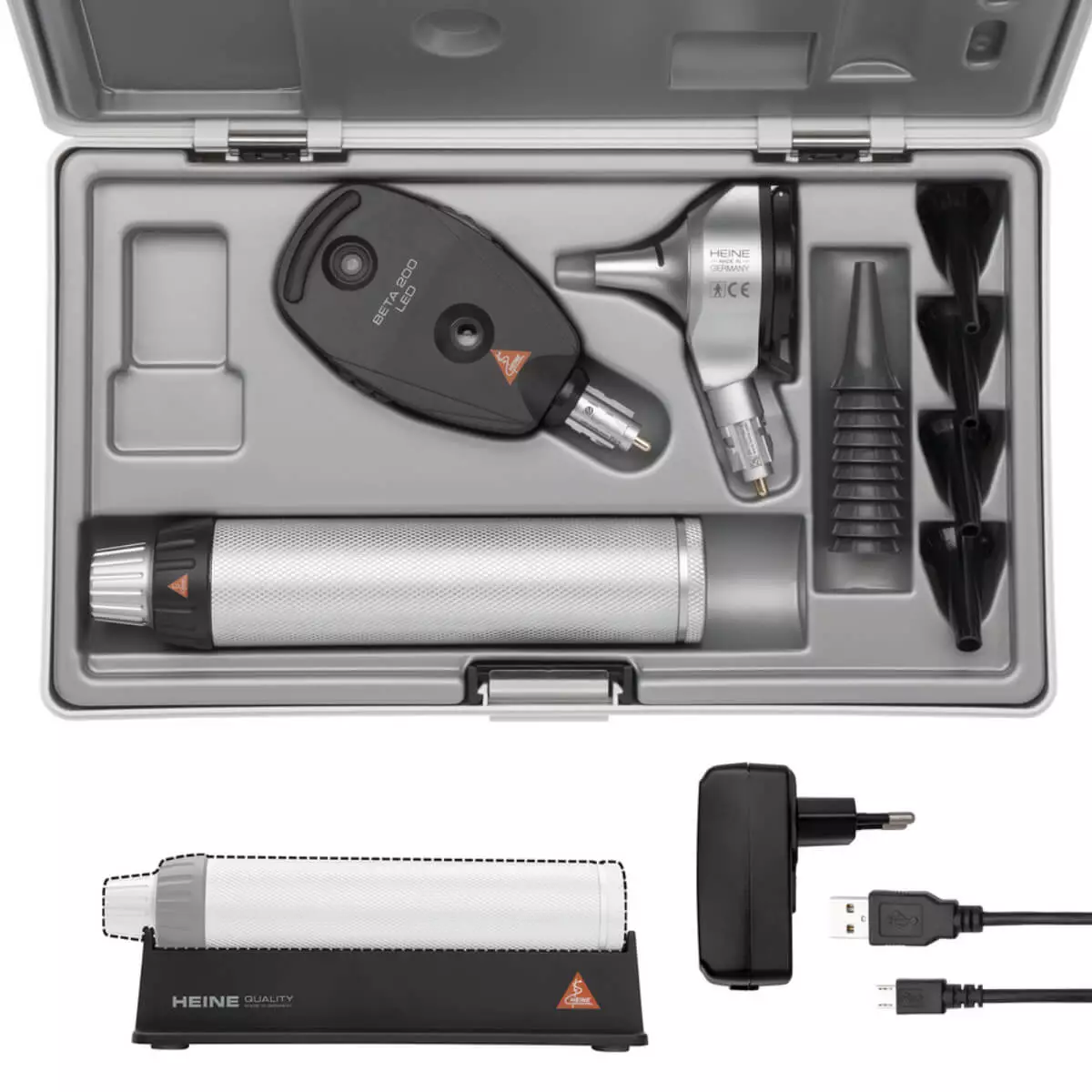  Set d’otoscope HEINE BETA 400 LED F.O. et d’ophtalmoscope HEINE BETA 200 LED