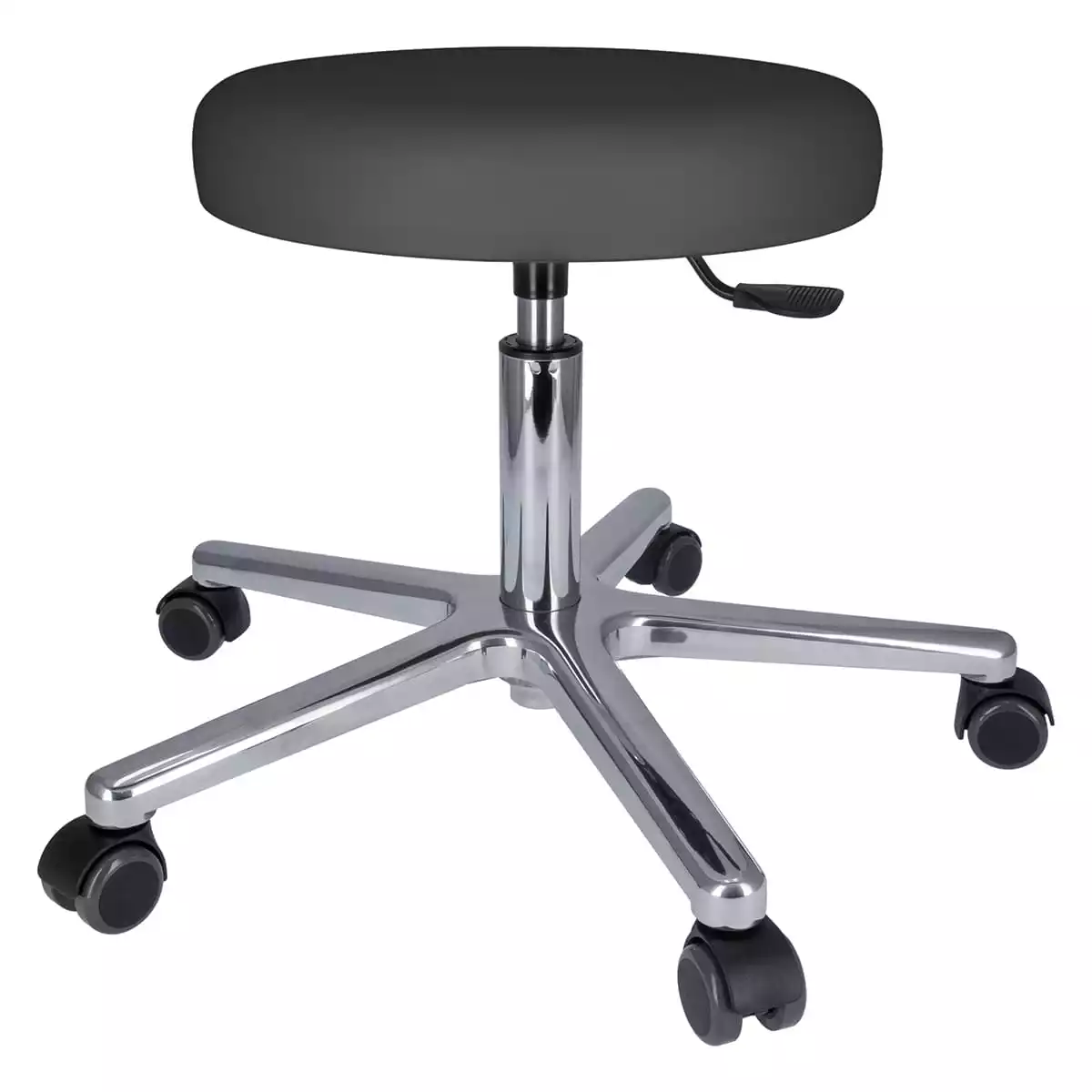 Tabouret à roulettes pivotant avec piétement en aluminium Tabouret à roulettes pivotant avec piétement en aluminium