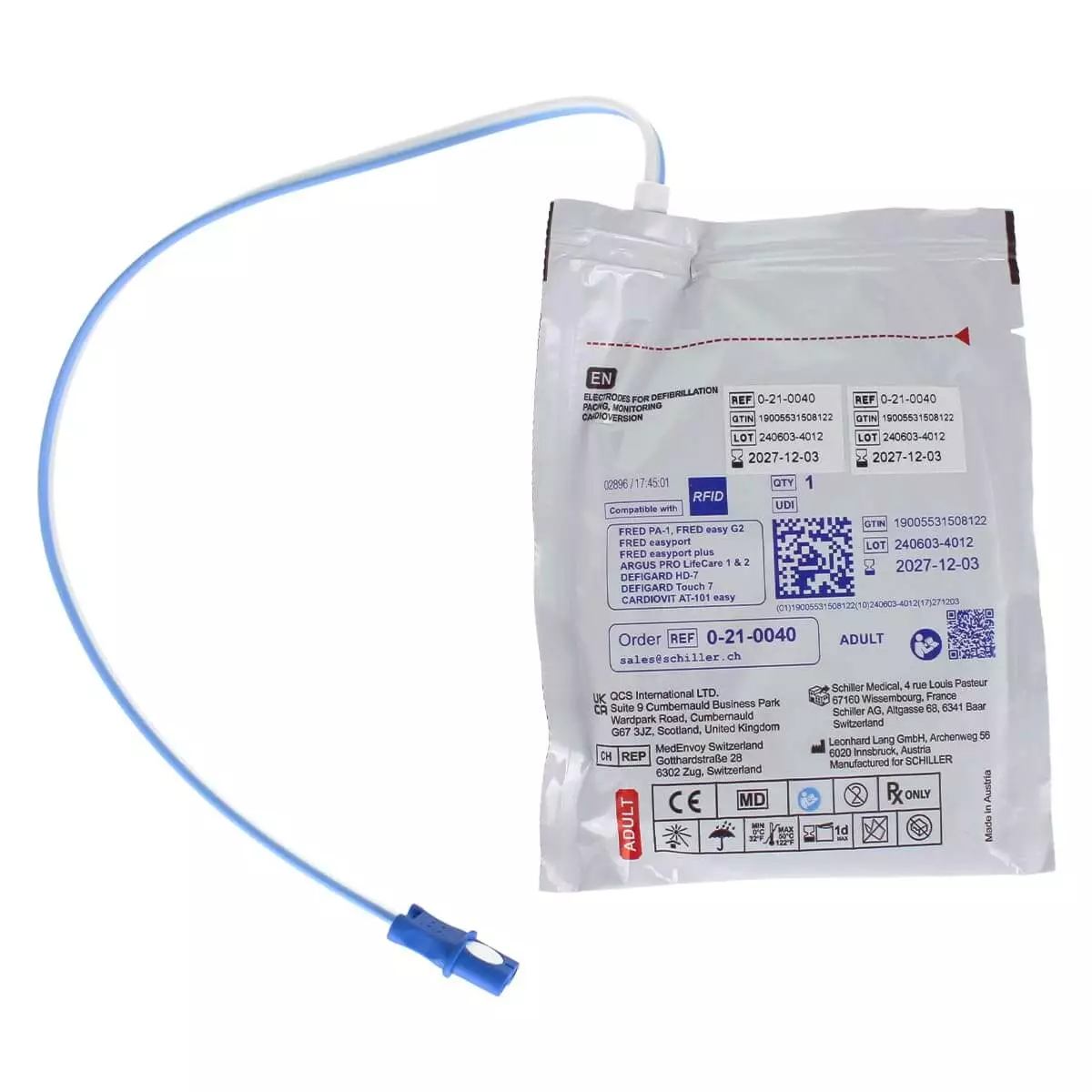  Électrodes pour défibrillateur FRED easyport, easyport plus & PA-1