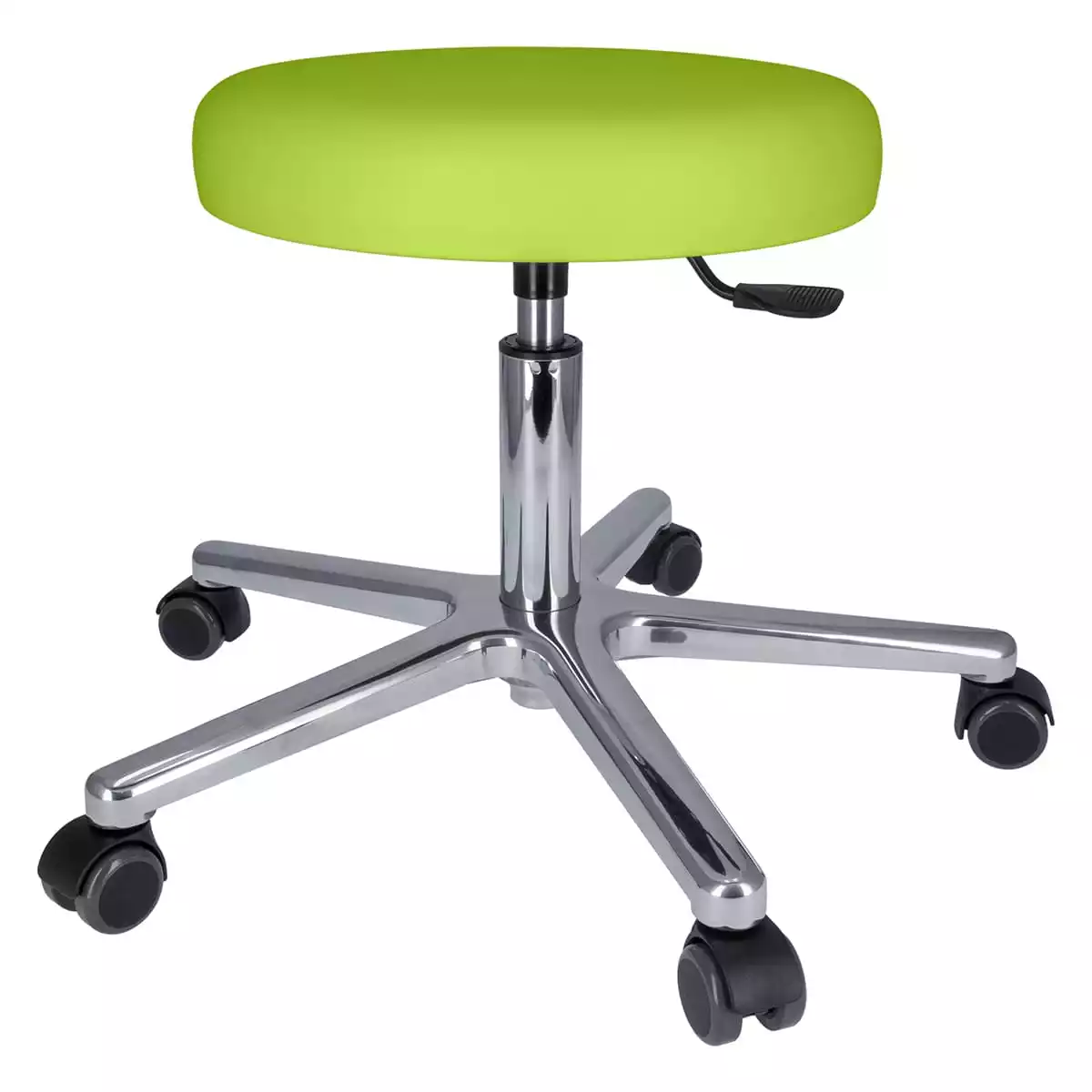 Tabouret à roulettes pivotant avec piétement en aluminium