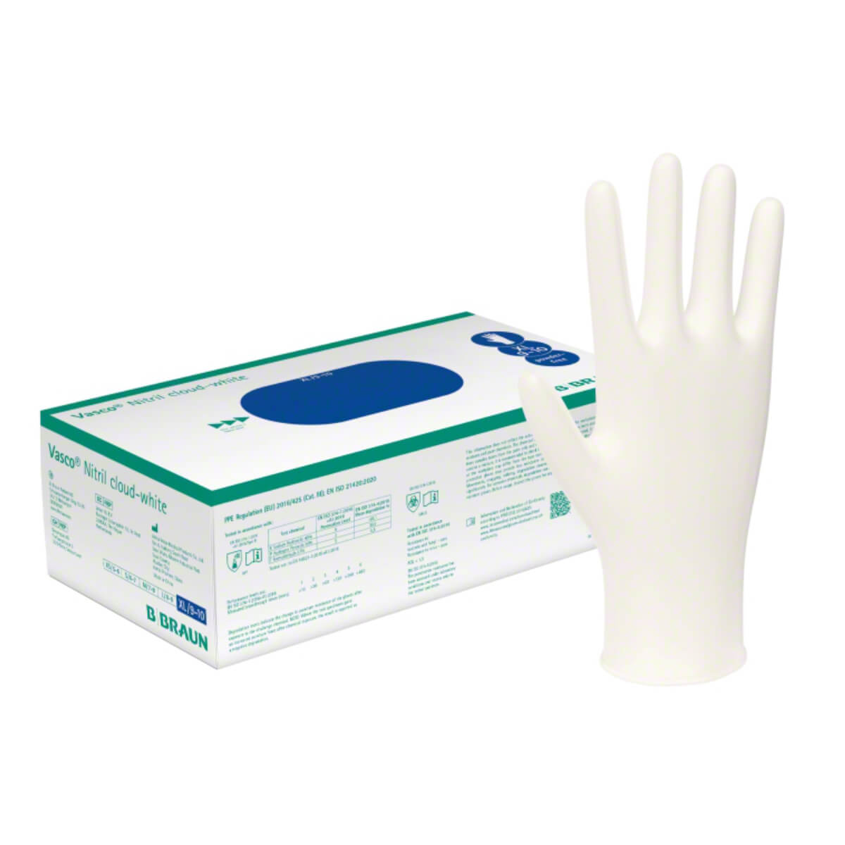 Gants d'examen Vasco Nitril cloud-white  Gants d'examen Vasco Nitril cloud-white