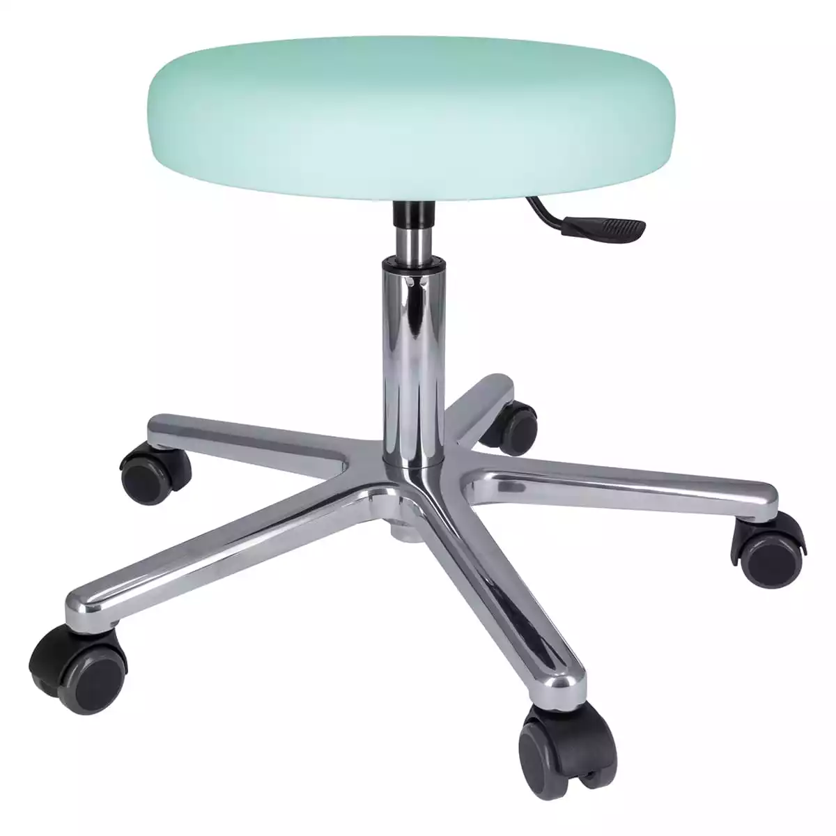  Tabouret à roulettes pivotant avec piétement en aluminium