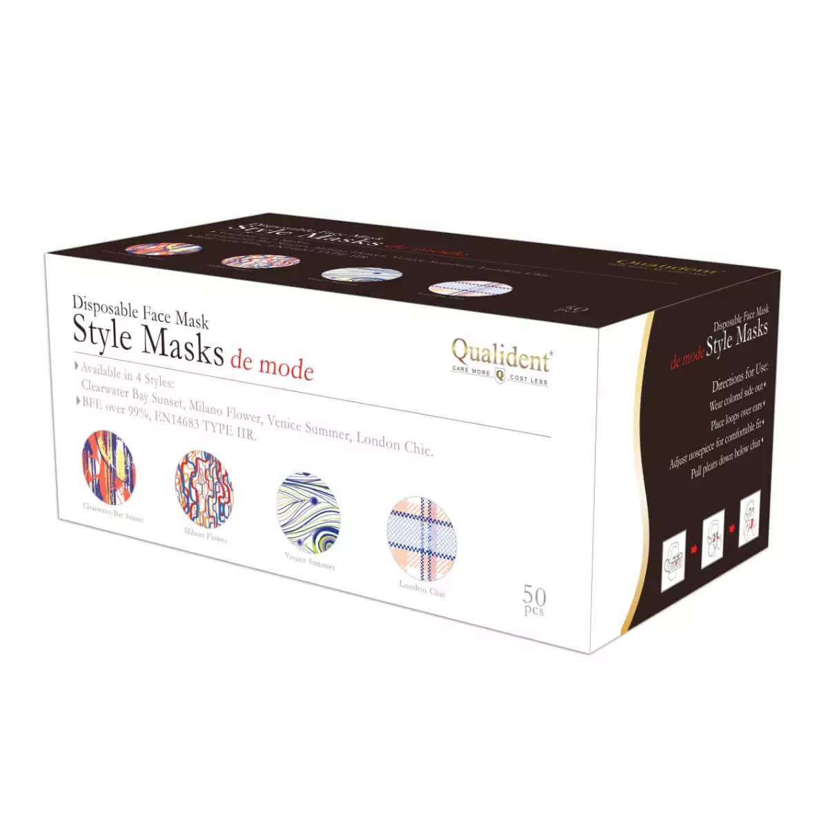 Medisch beschermend masker type IIR met print in modieuze stijl Medisch beschermend masker type IIR met print in modieuze stijl