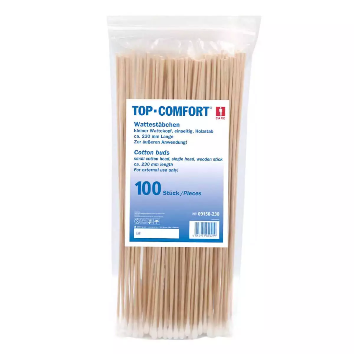 Top-Comfort wattenstaafjes met houten stokje Top-Comfort wattenstaafjes met houten stokje