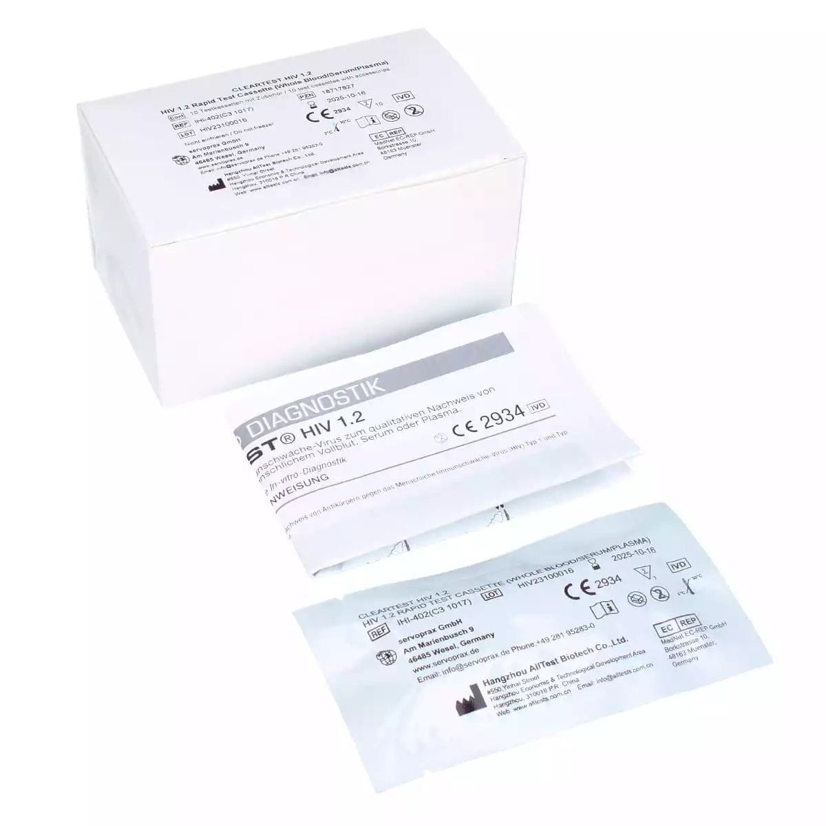  Cassette de test rapide HIV 1.2 Cleartest