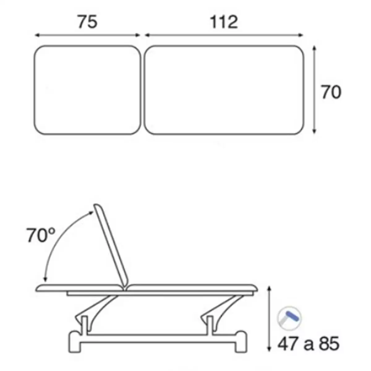  In hoogte verstelbare behandelbank