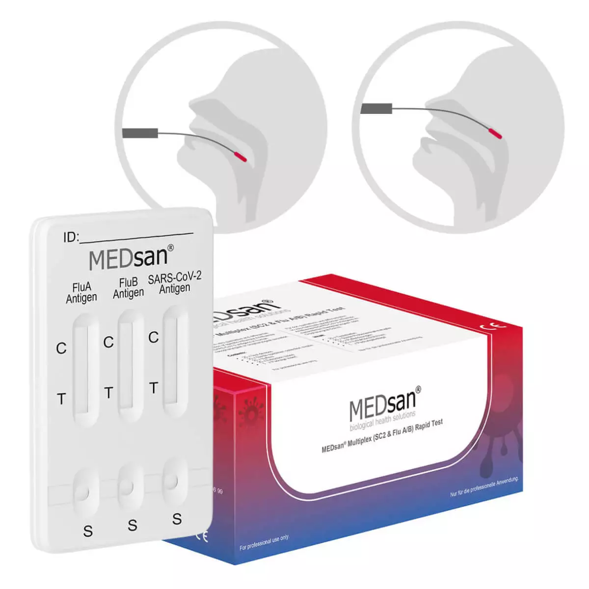 MEDsan Multiplex (SC2 & Flu A/B) snelle test MEDsan Multiplex (SC2 & Flu A/B) snelle test