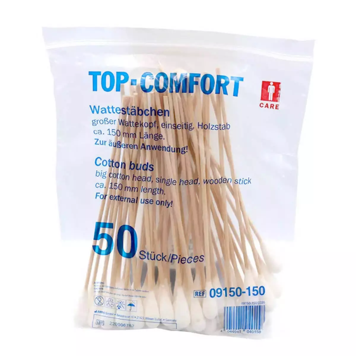  Top-Comfort wattenstaafjes met houten stokje