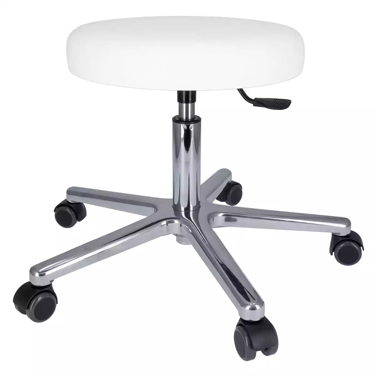  Tabouret à roulettes pivotant avec piétement en aluminium