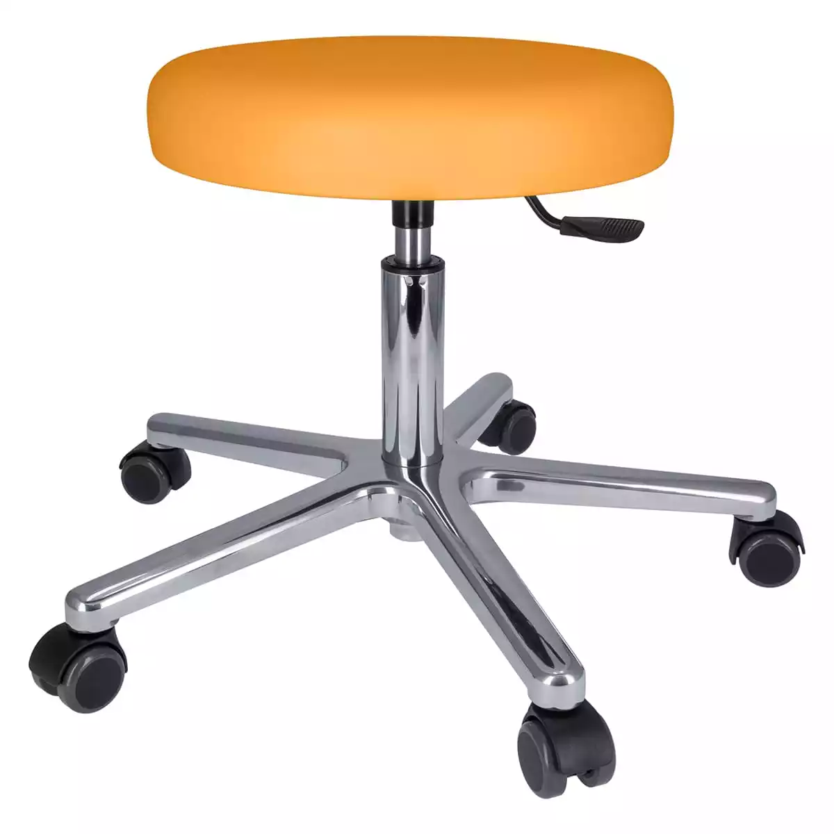 Tabouret à roulettes pivotant avec piétement en aluminium Tabouret à roulettes pivotant avec piétement en aluminium