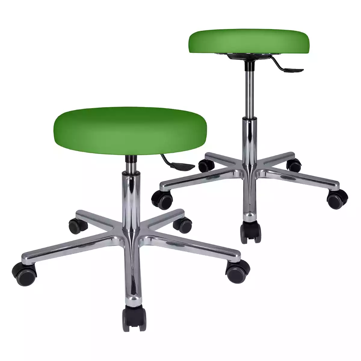  Tabouret à roulettes pivotant avec piétement en aluminium