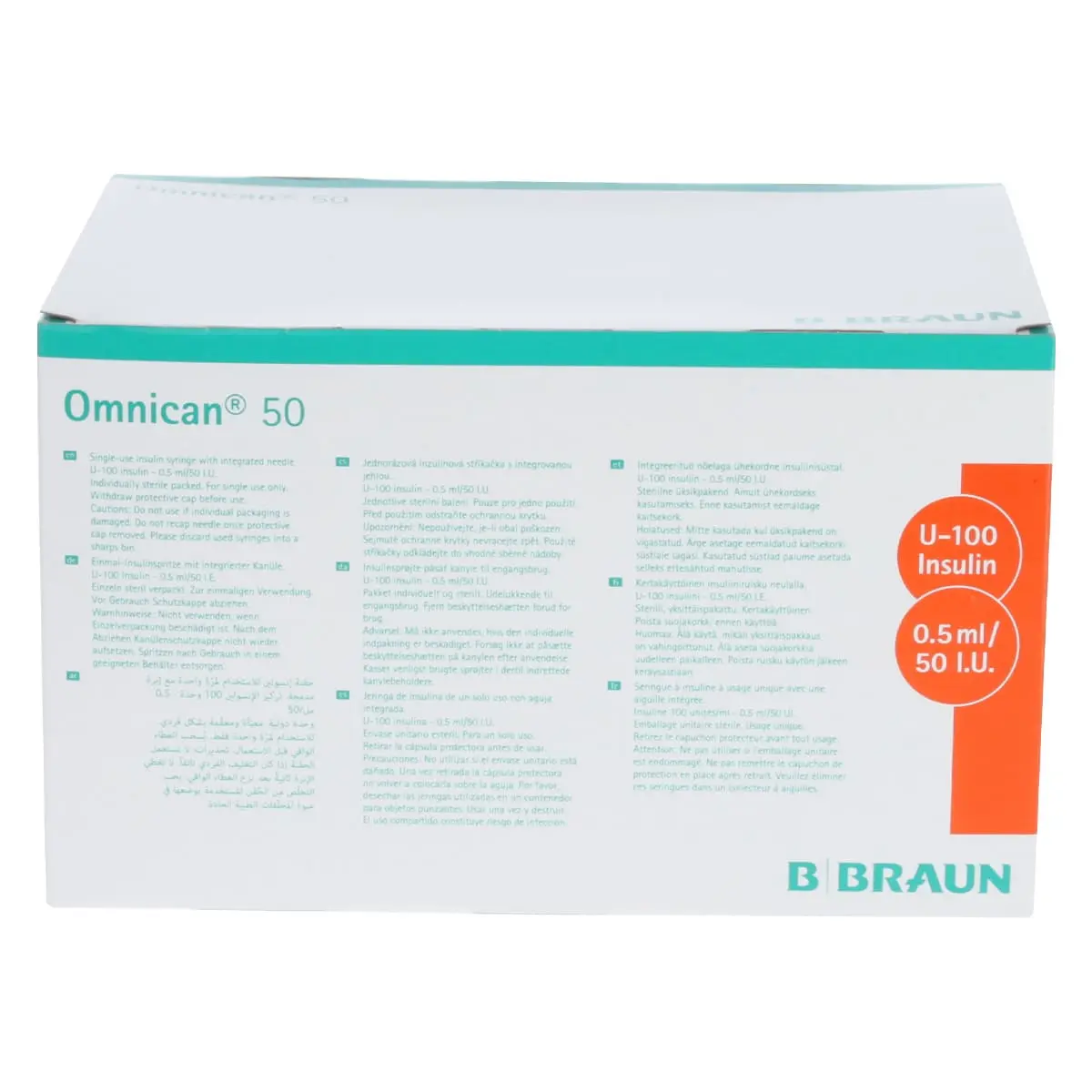 Omnican 50 injectiespuit voor U-100 insuline Omnican 50 injectiespuit voor U-100 insuline