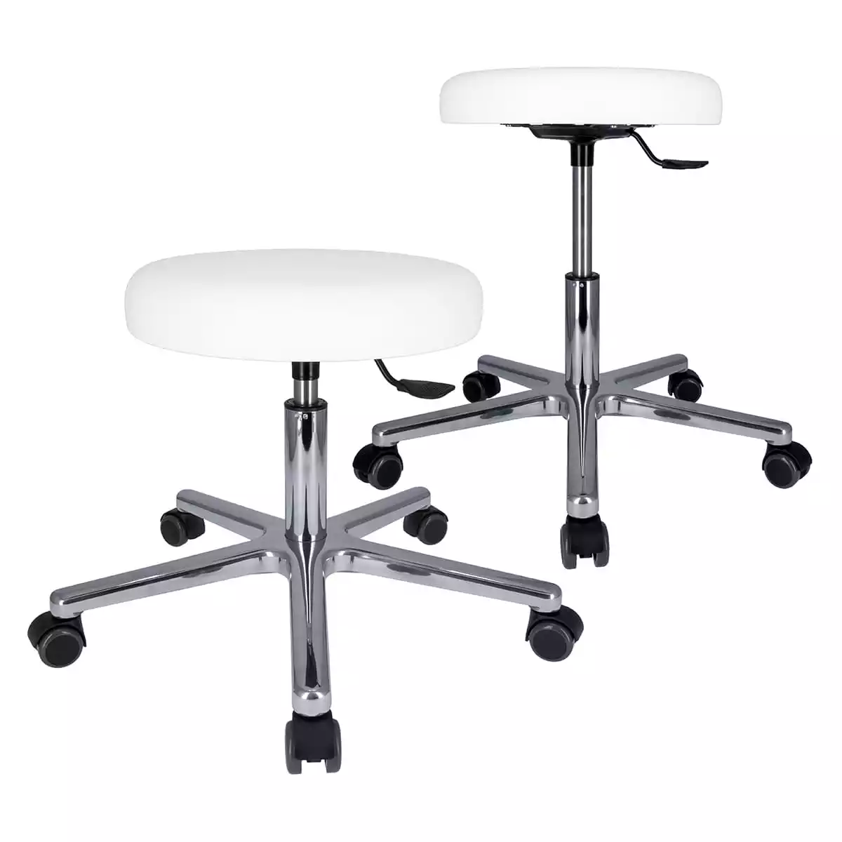 Tabouret à roulettes pivotant avec piétement en aluminium